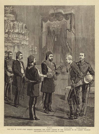 The War in Egypt, the Khedive Presenting the Grand Cordon of the Osmanieh to Sir Garnet Wolseley by Frederic Villiers